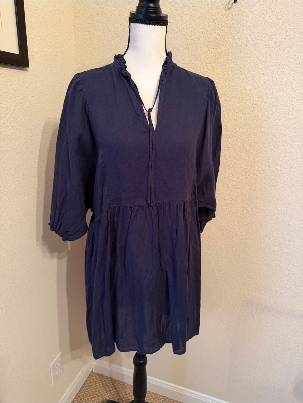 Stark X Dress. Navy 100% linen . Excellent condition . Small oversized